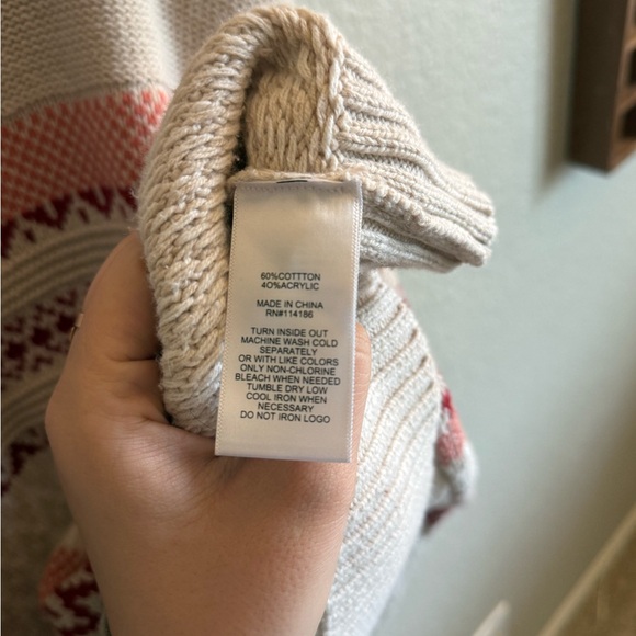 FRYE Cowl Neck Sweater Fair Isle Plus Size Turtleneck Knit Sweater 1X - Picture 10 of 10